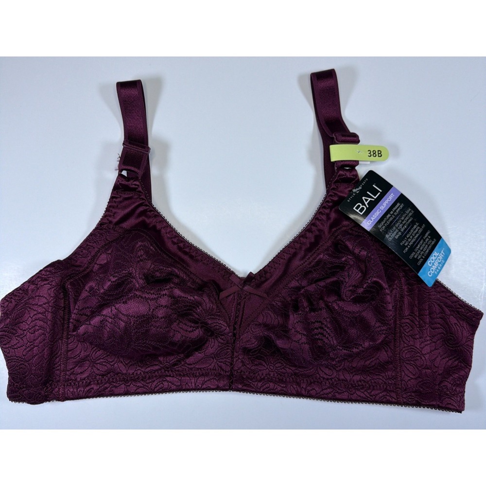 Bali Women's Double Support Spa Closure Wirefree Bra DF3372 Maroon 38B NEW